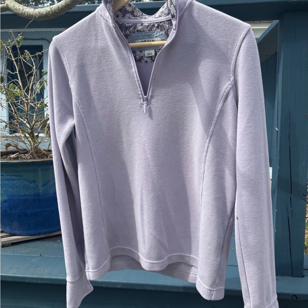 Orvis Purple Floral Quarter-Zip Pullover
